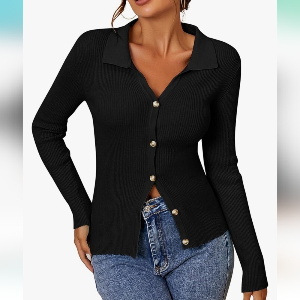 Zaful NWT Preppy Sleek 90s Minimalist Effortless-chic Cardigan Sweater Size S